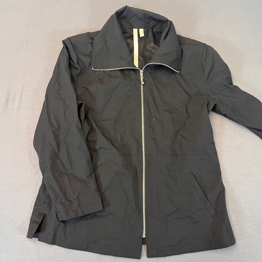Debra‎ deRoo Black Womens Size Large Zip Up Jacket Windbreaker Shell Vintage Pkt